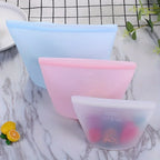 Reusable Silicone Food Bags, Stand-Up Leakproof Zip Seal – Set of 3