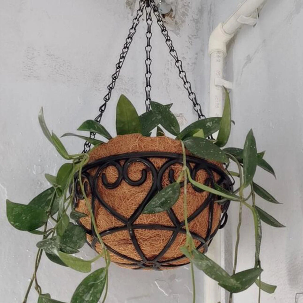 Hanging Basket Flowerpot Round Iron Chain Coconut Brown European Style