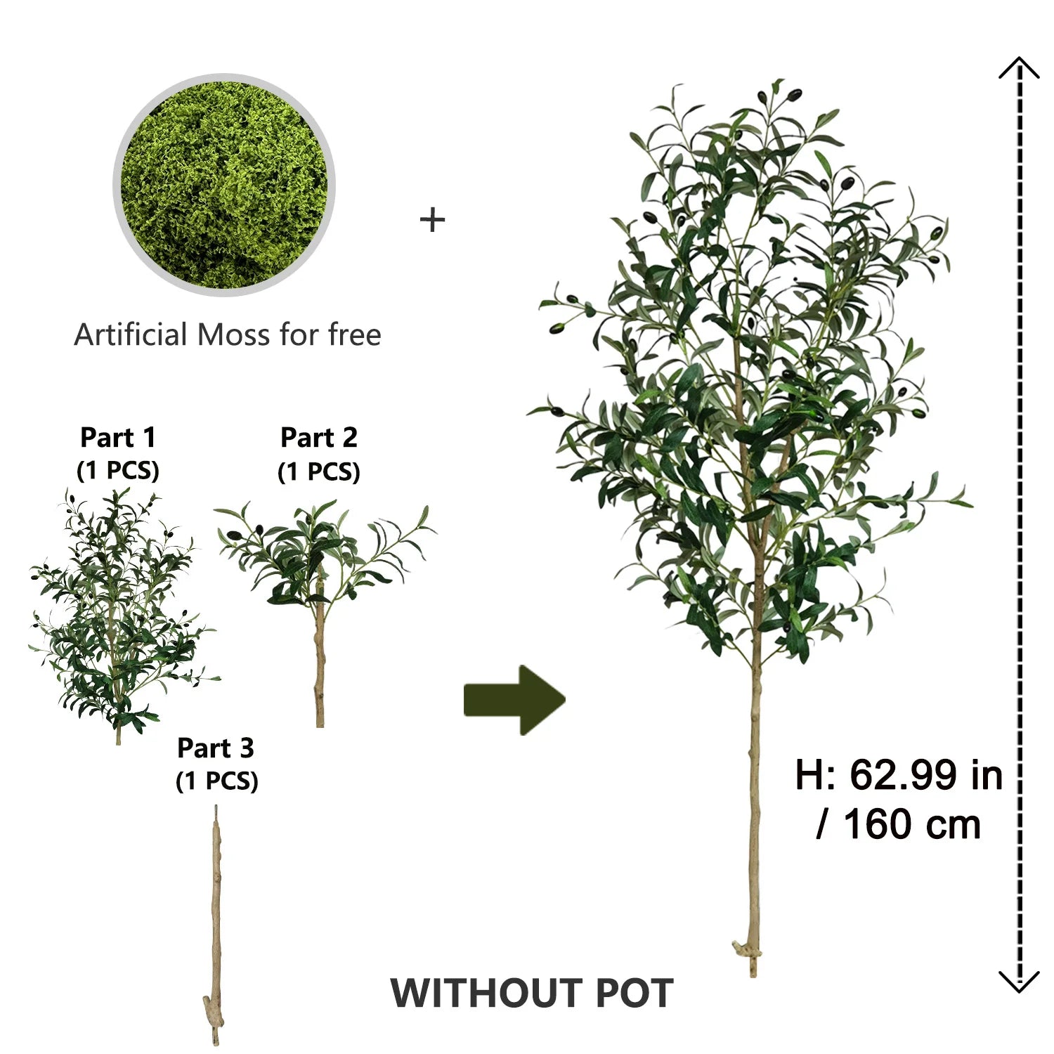Faux Olive Tree Potted Realistic Indoor 4-6ft Artificial Plant