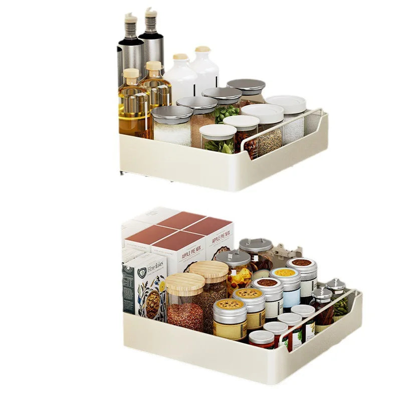 Metal Pull-Out Cabinet Organizer with Slide Rail – No Drill