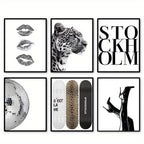 Retro Leopard Abstract Canvas Print Poster | Y2K Minimalist Wall Art