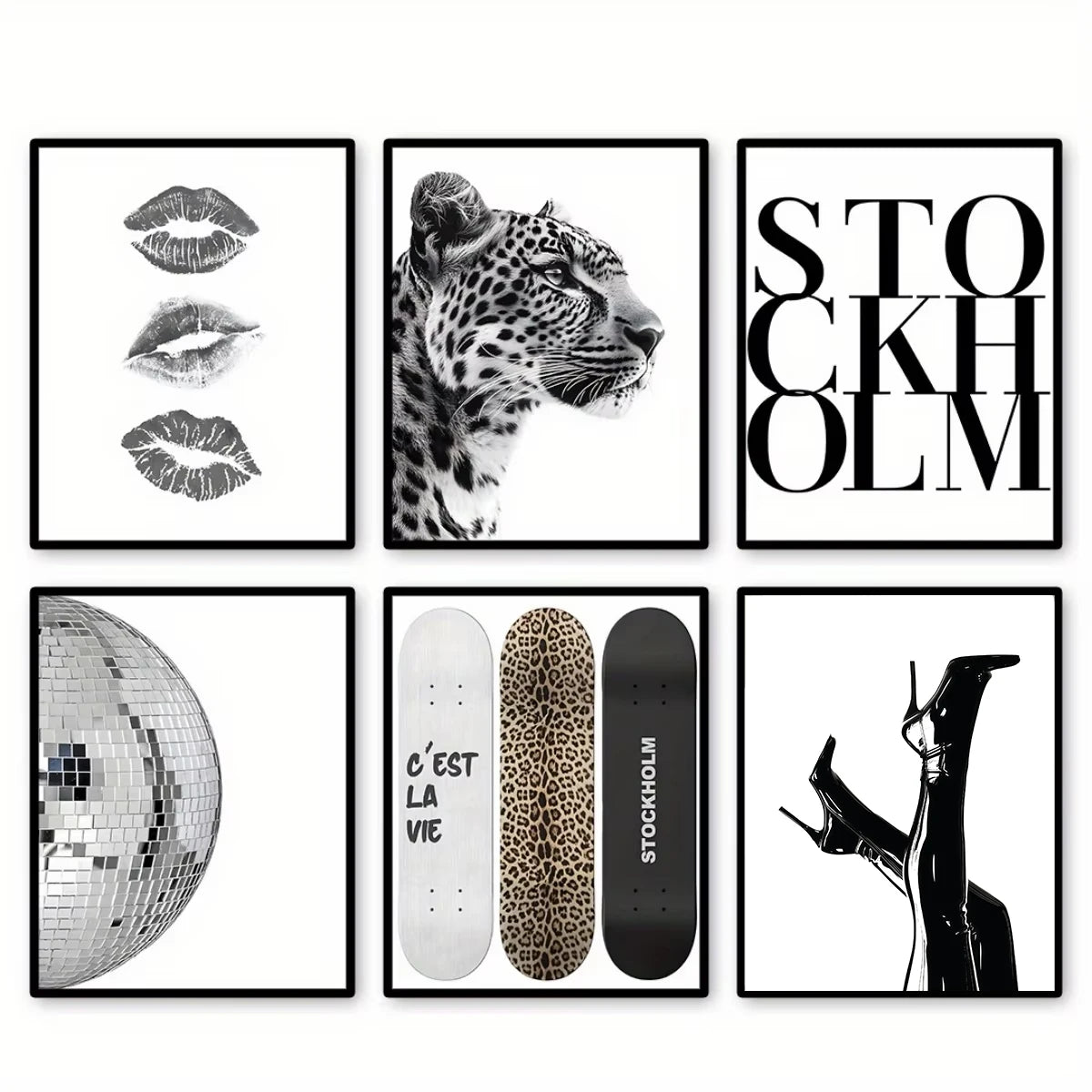 Retro Leopard Abstract Canvas Print Poster | Y2K Minimalist Wall Art