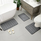 Velvet Memory Foam Bath Rug Set of 3 Non-Slip Machine Washable