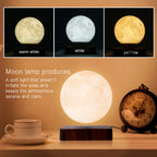 Levitating Moon Magnetic Floating Night Light 3D LED Lamp Wooden Base
