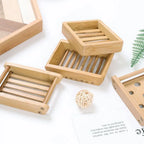 Bamboo Self-Draining Soap Dish with Hanging Box for Shower & Kitchen