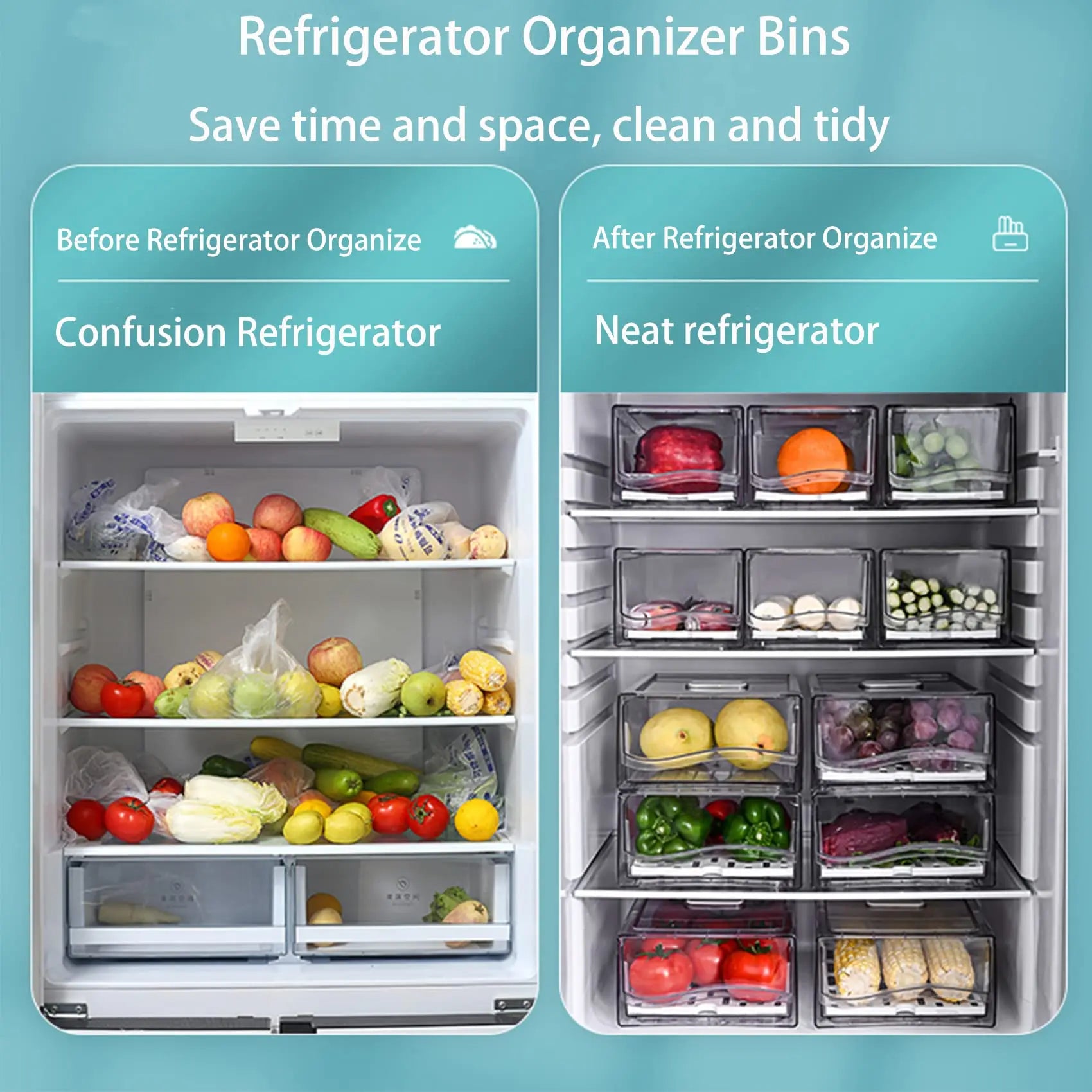 Stackable Fridge Organizer Bins – Clear BPA-Free Refrigerator Containers