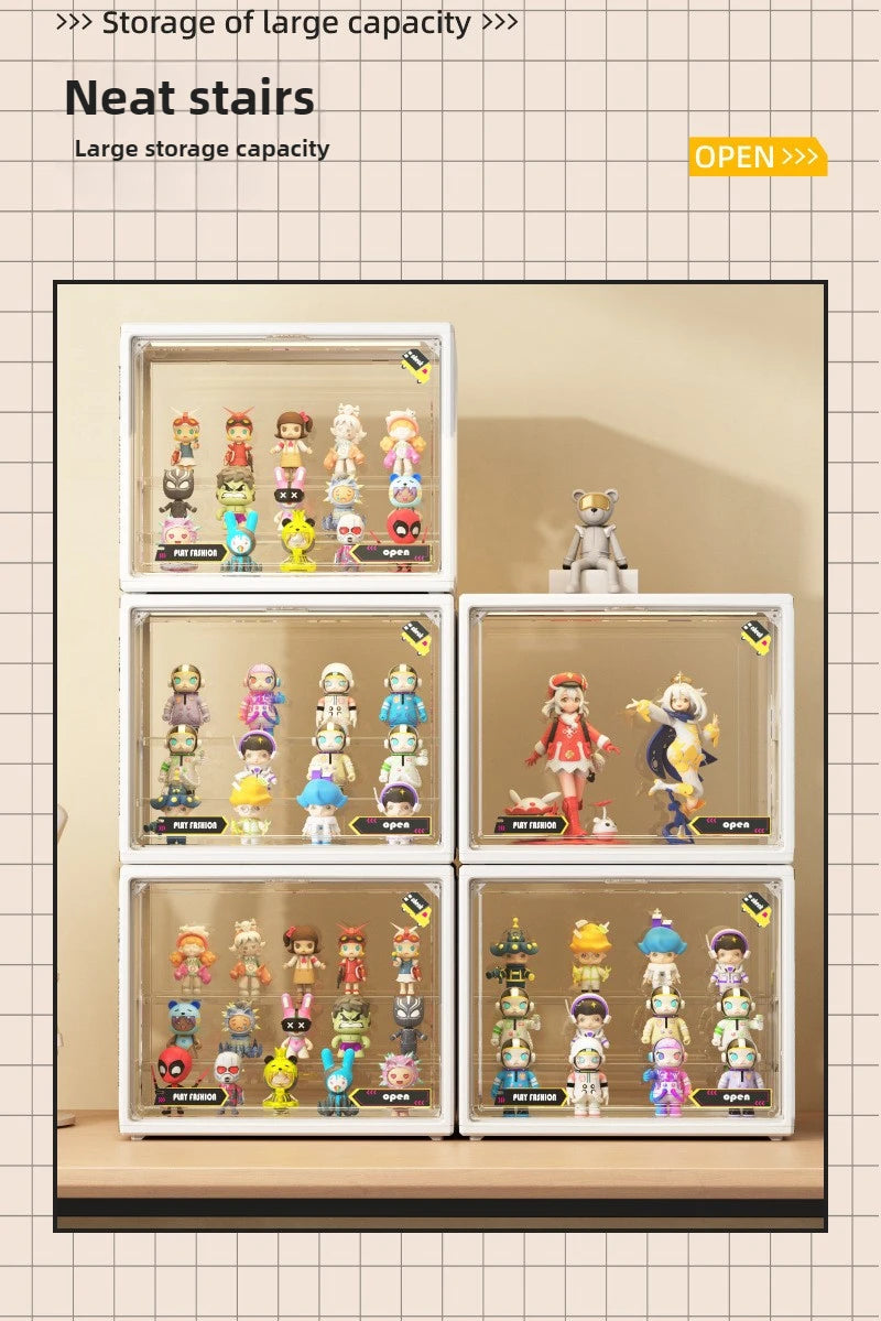 3-Tier Acrylic Display Case Dustproof Step Shelf for Figures & Jewelry