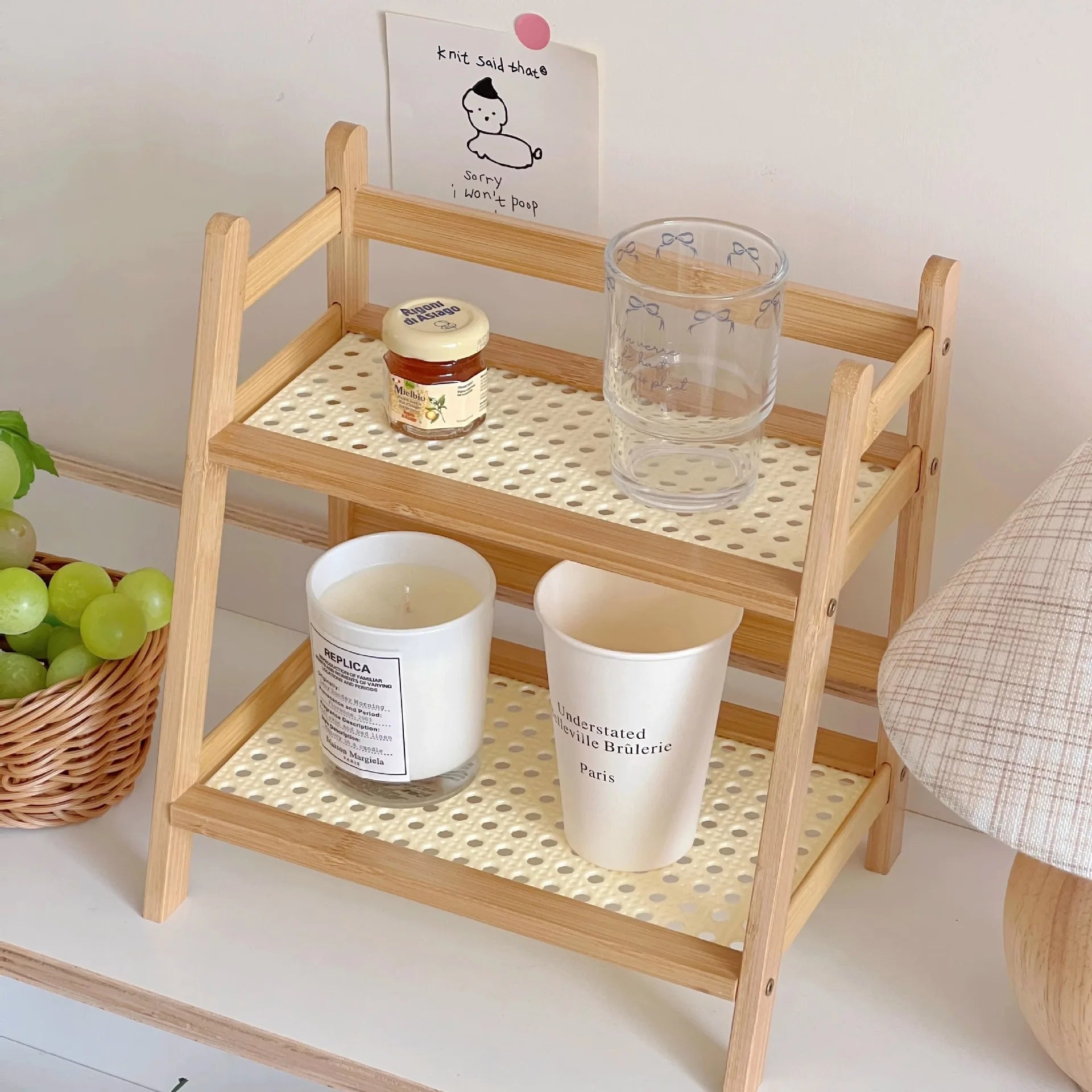 2-Tier Bamboo Countertop Organizer & Coffee Cup Holder