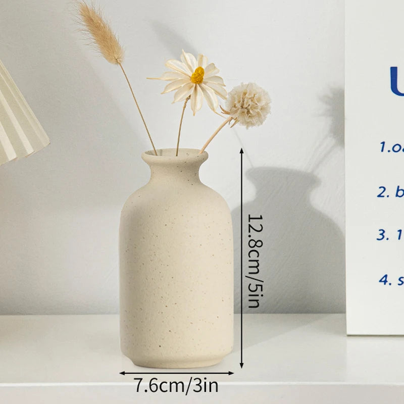 White Nordic Ceramic Vase for Dried Flowers and Home Decor