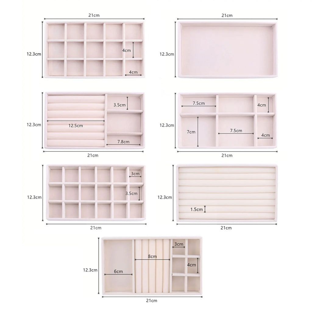 Velvet Jewelry Box Tray Drawer Organizer for Rings Earrings Necklaces Bracelets