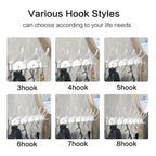 Folding Robe Hooks Wall Mounted Towel Hanger - 6 Hook Aluminum Rack