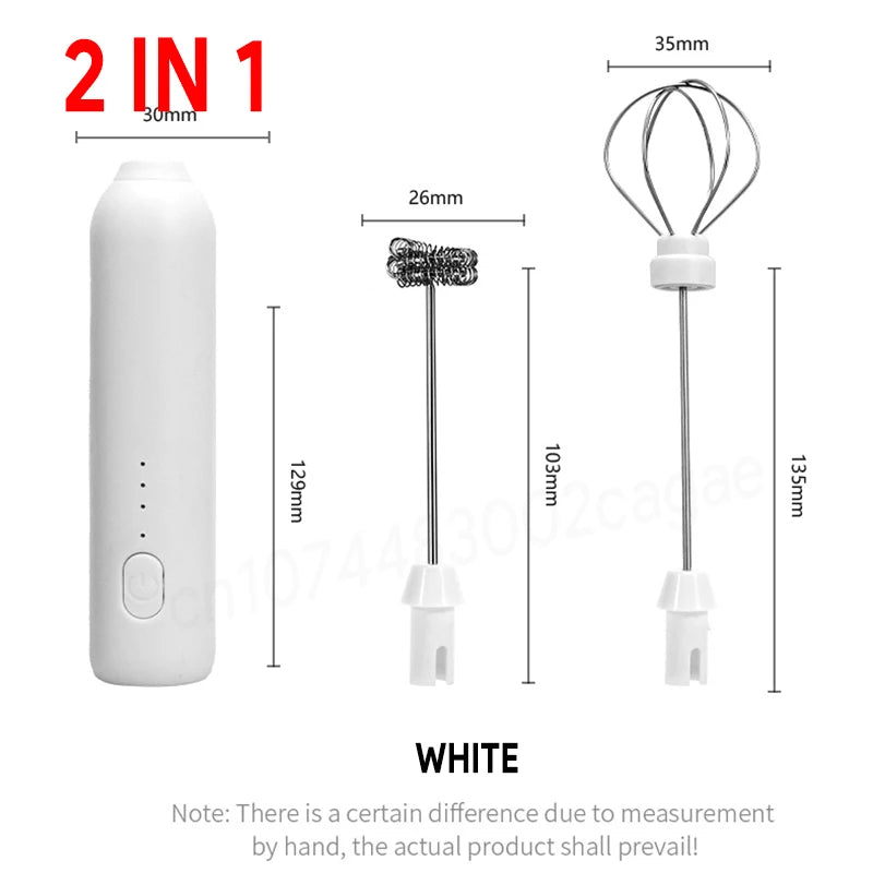 Electric Milk Frother Rechargeable – USB-C Handheld Whisk for Coffee