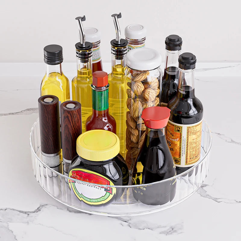 360° Rotating Lazy Susan Organizer – Clear Turntable for Fridge & Pantry