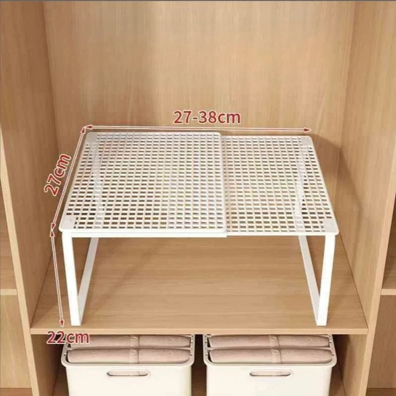 Stackable Expandable Closet Shelf Divider – Adjustable Steel Wardrobe Organizer