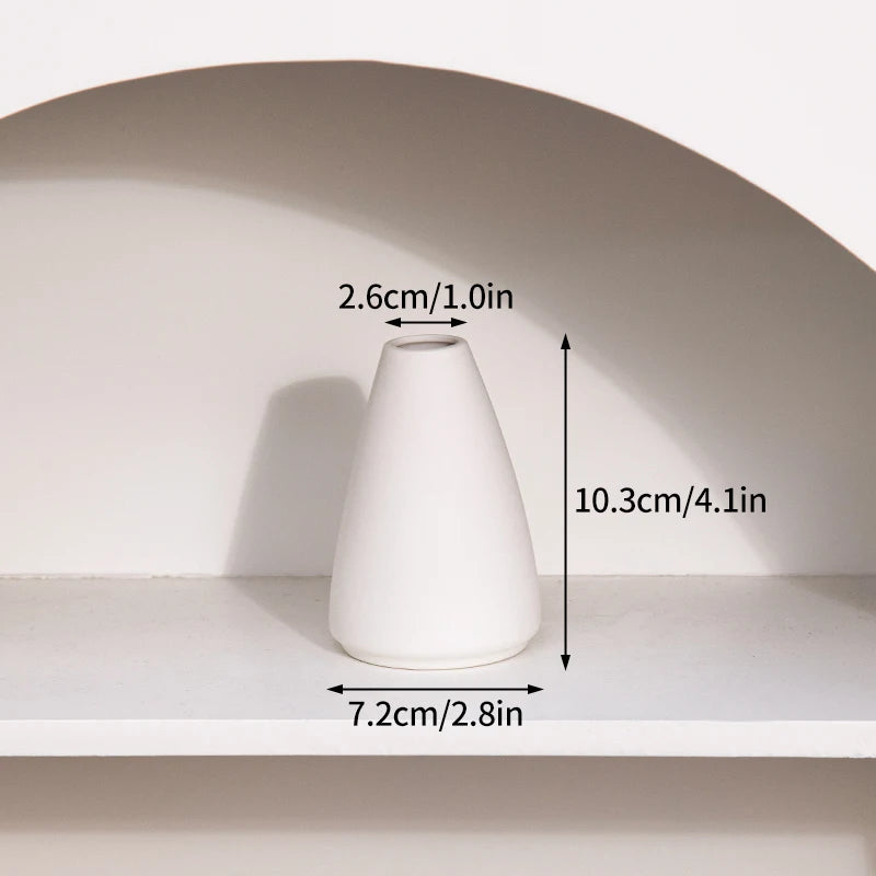 White Nordic Ceramic Vase for Dried Flowers and Home Decor