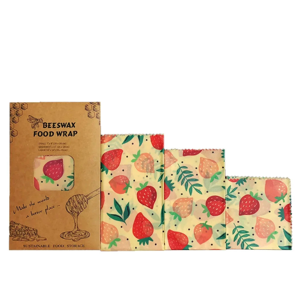 Reusable Beeswax Food Wraps – Organic Set of 3 Sizes