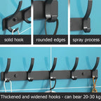 Folding Robe Hooks Wall Mounted Towel Hanger - 6 Hook Aluminum Rack