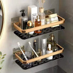 No Drill Aluminum Shower Shelf Wall Mounted Bathroom Storage Rack