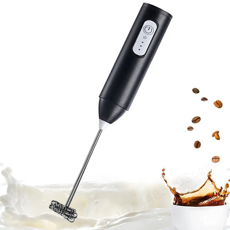 Electric Milk Frother Rechargeable – USB-C Handheld Whisk for Coffee