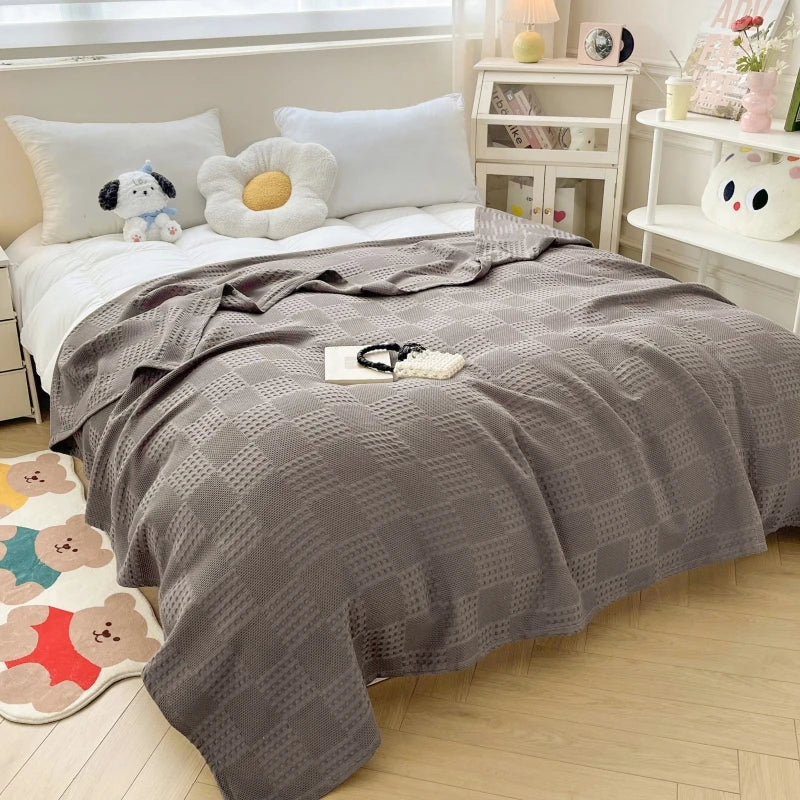 Waffle Weave Cotton Throw Blanket | Sofa & Bed Throws