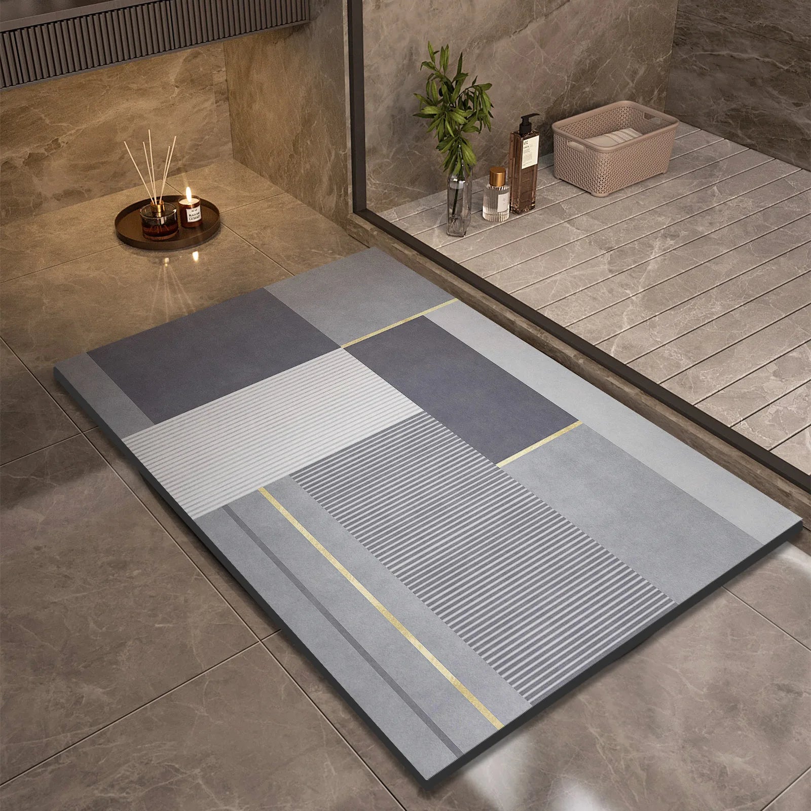 Luxury Diatomite Bath Mat Non-Slip Quick Dry Shower Mat