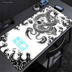 XXL Dragon Anime Gaming Desk Mat | Black & White Non-Slip Mouse Pad