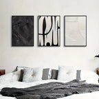 Abstract Black & White Canvas Wall Art Set of 3 | Texture Prints