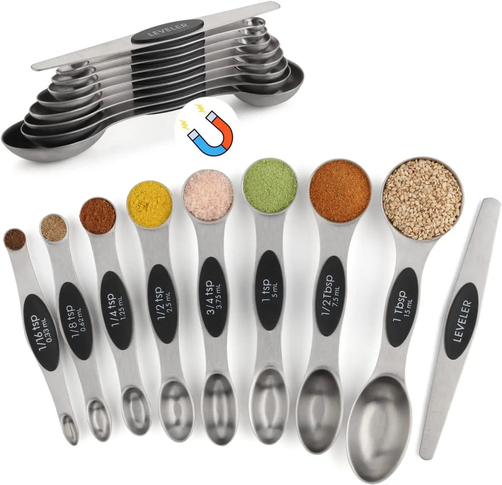 Magnetic Measuring Spoons Set – Dual-Sided Stainless Steel