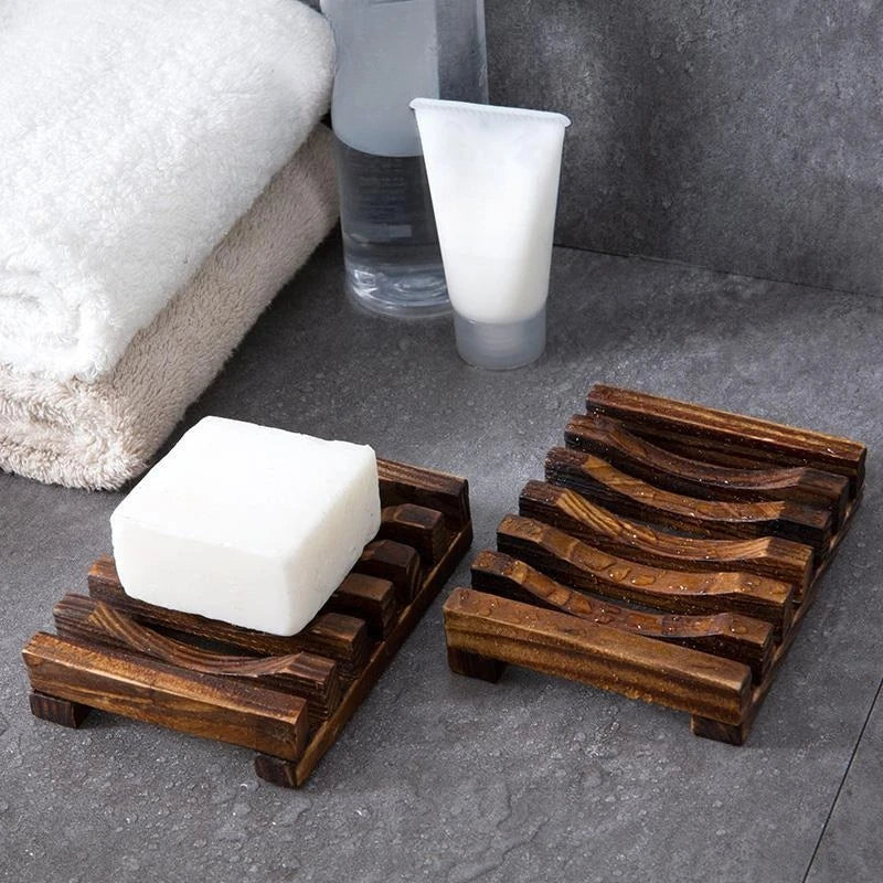 Carbonized Bamboo Soap Dish with Drainage – Non-Slip Soap Tray