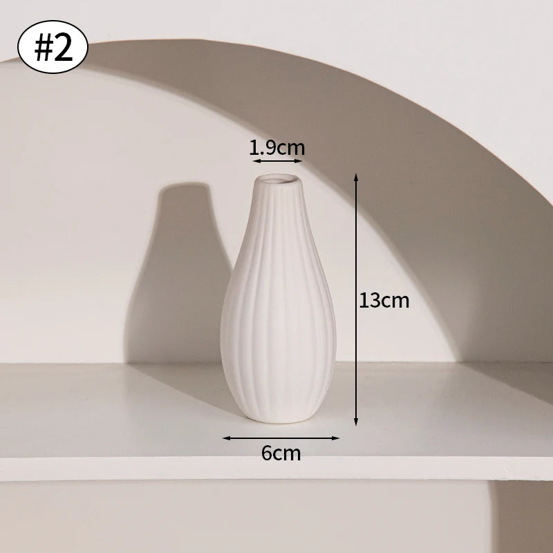 White Nordic Ceramic Vase for Dried Flowers and Home Decor