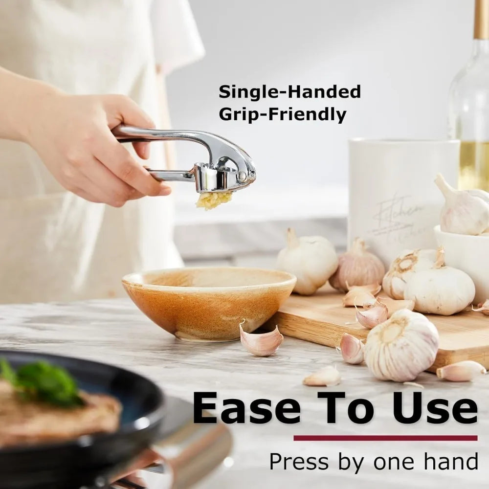 Heavy Duty Garlic Press – No Peel, Stainless Steel, Dishwasher Safe