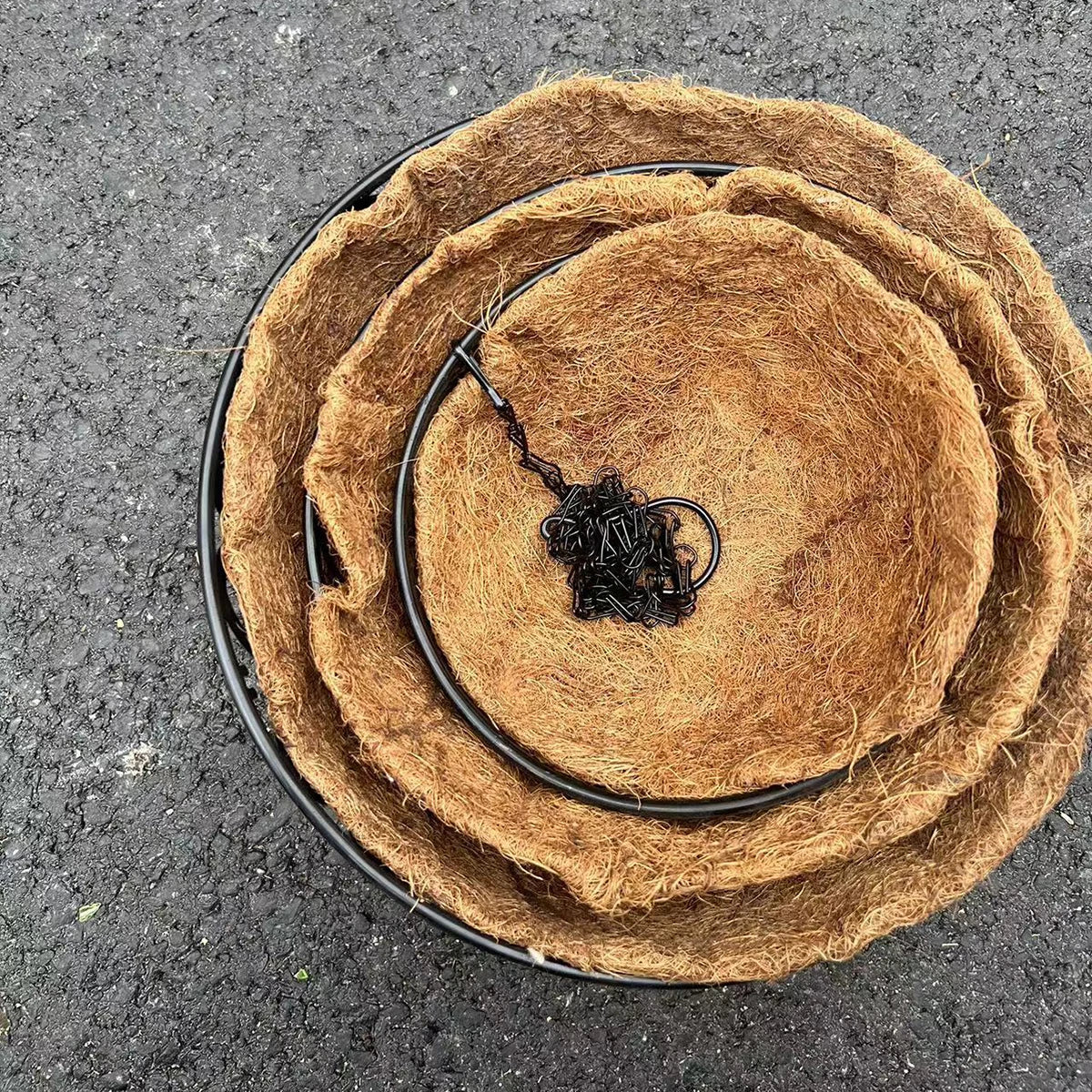 Hanging Basket Flowerpot Round Iron Chain Coconut Brown European Style