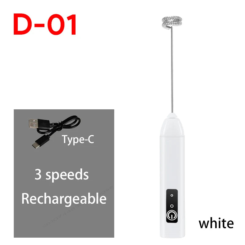 Electric Milk Frother Rechargeable – USB-C Handheld Whisk for Coffee