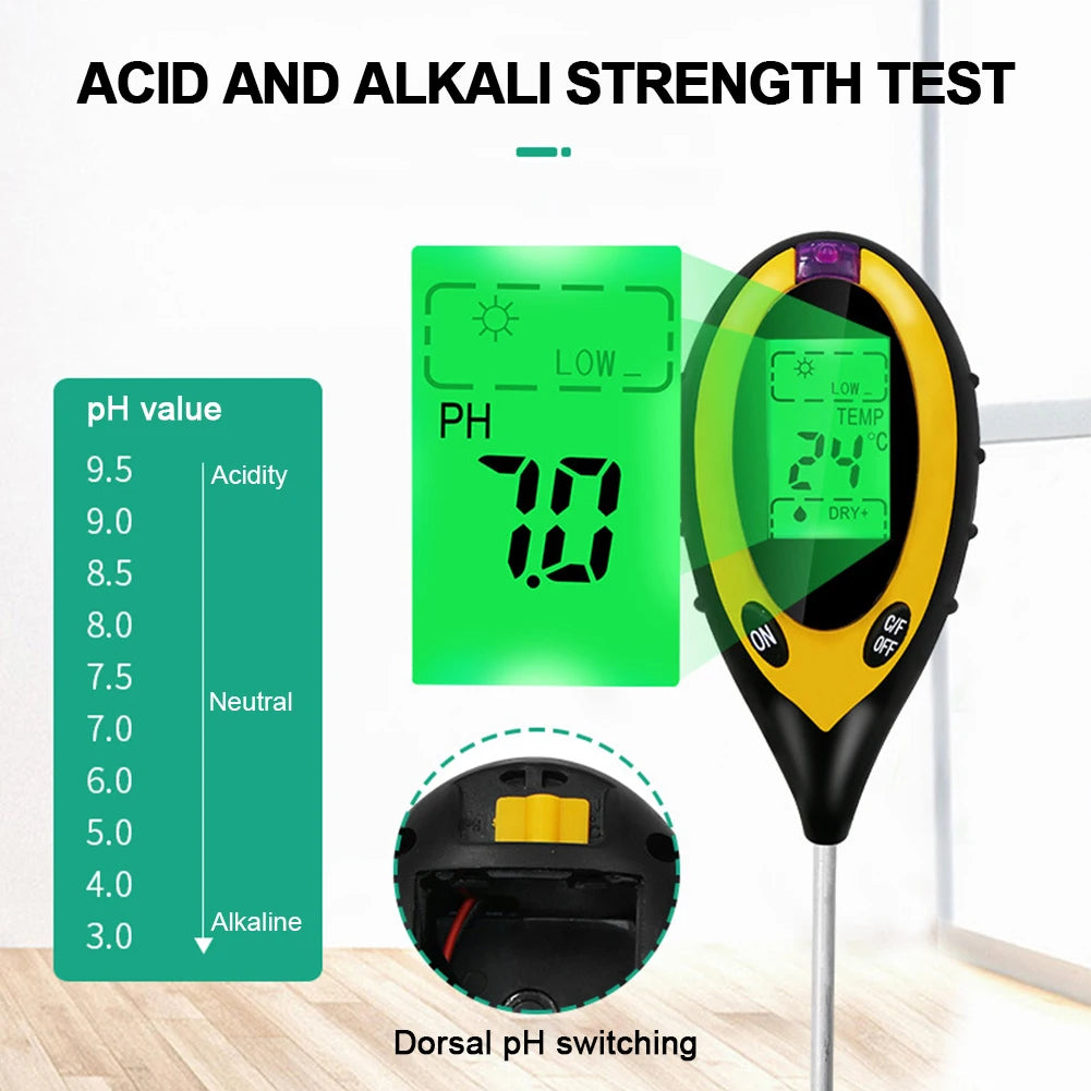 Wireless Smart Soil Tester Humidity Monitor LCD Display 4-in-1 Garden Moisture Meter