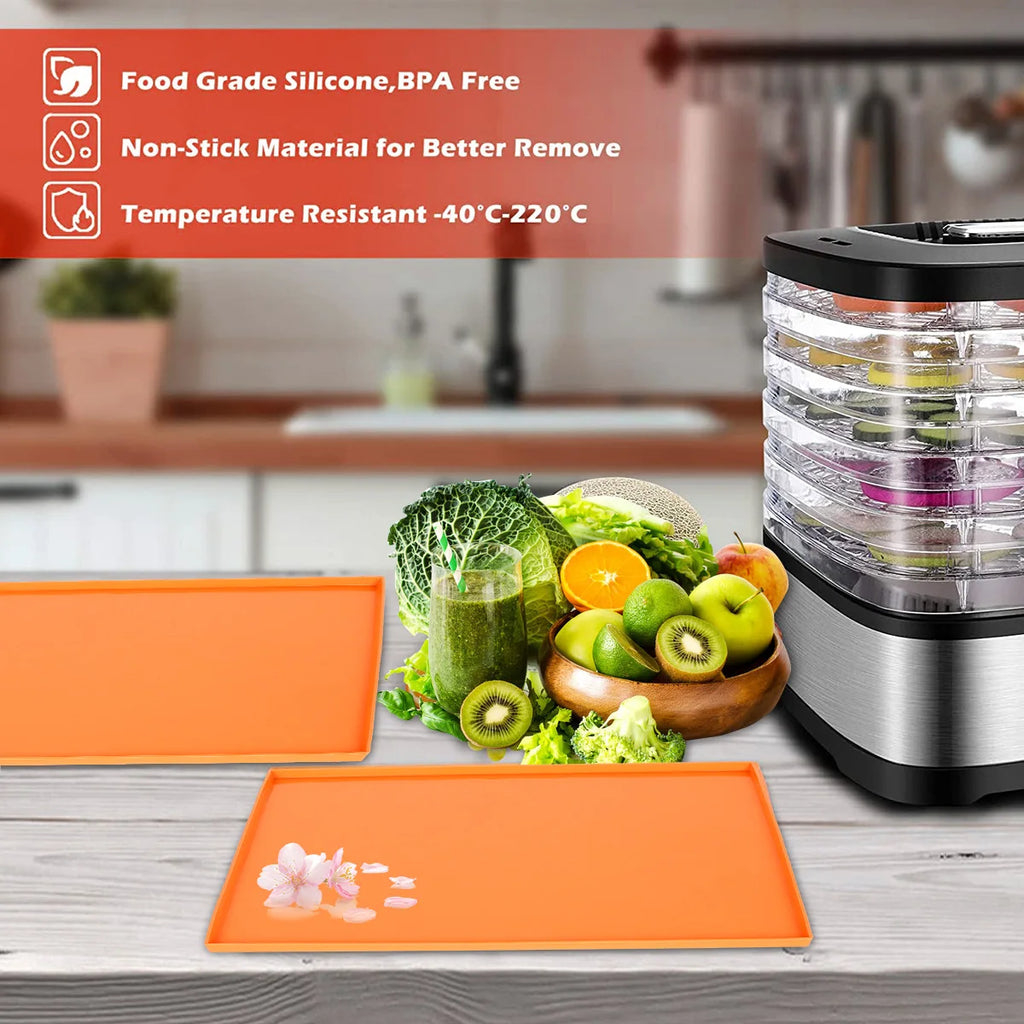 Silicone Dehydrator Sheets with Raised Edges, 6-Piece Set