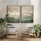 Japanese Wabi Sabi Mountains Abstract Canvas Print Set of 2