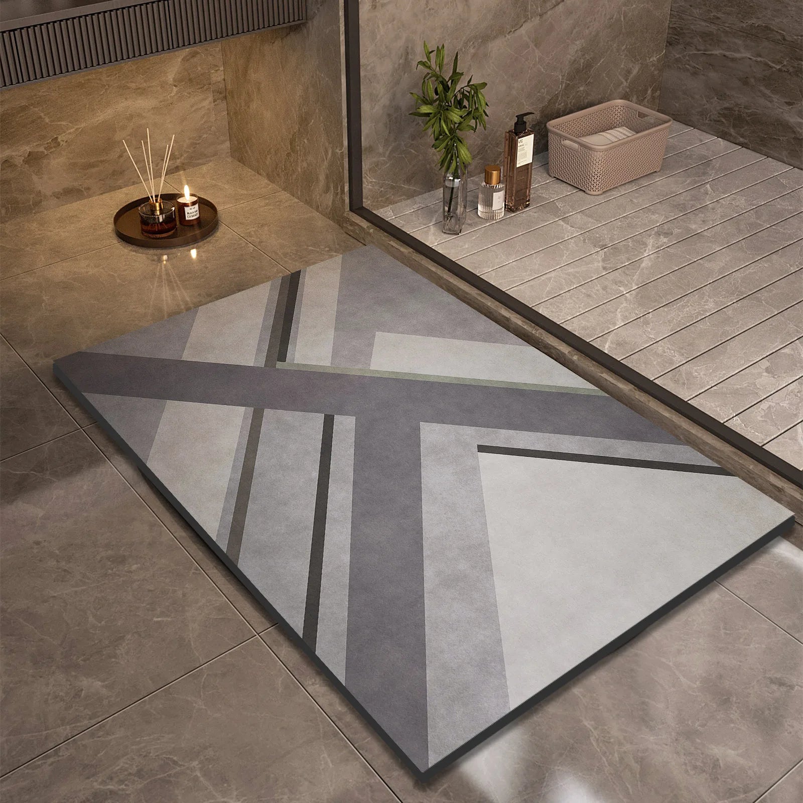 Luxury Diatomite Bath Mat Non-Slip Quick Dry Shower Mat