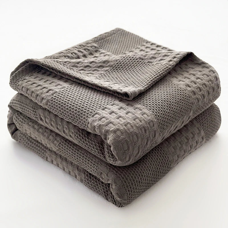 Waffle Weave Cotton Throw Blanket | Sofa & Bed Throws