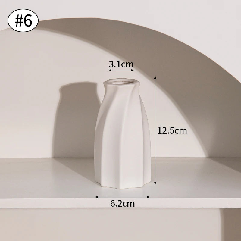 White Ceramic Bud Vase Nordic Minimalist Home Decor