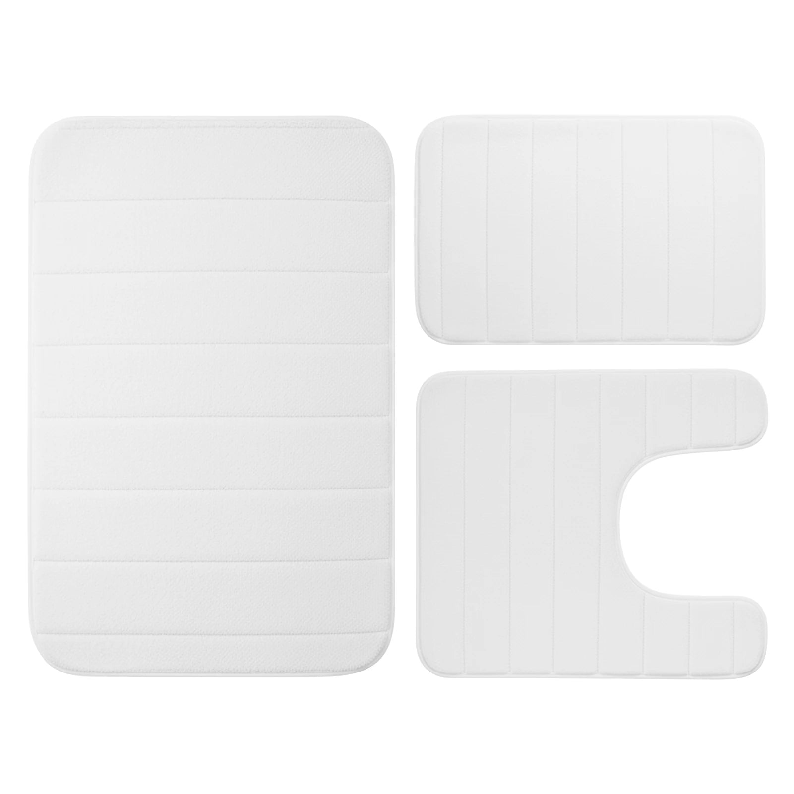 Velvet Memory Foam Bath Rug Set of 3 Non-Slip Machine Washable