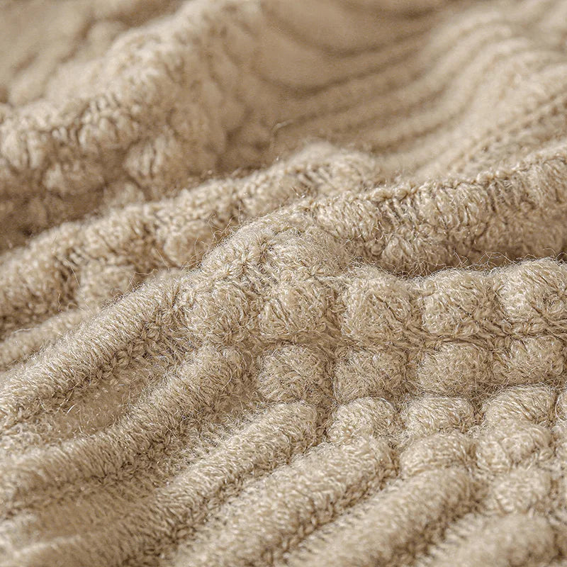 Chunky Knit Throw Blanket with Tassels – Khaki Farmhouse Oversized