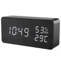 Wooden Alarm Clock Voice Control LED Digital Desk Clock USB Powered