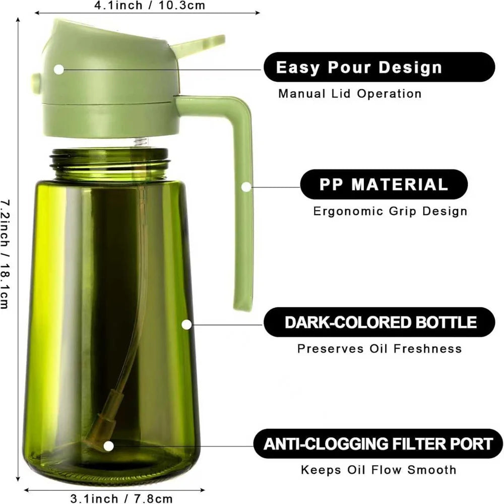 Glass Oil Sprayer Bottle for Air Fryer – 470ml Mist & Pour Dispenser