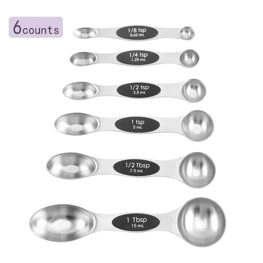 Magnetic Measuring Spoons Set – Dual-Sided Stainless Steel