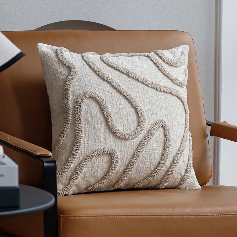 Chenille Geometric Throw Pillow Cover | Boho Sofa Cushion 45x45