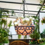 Hanging Basket Flowerpot Round Iron Chain Coconut Brown European Style