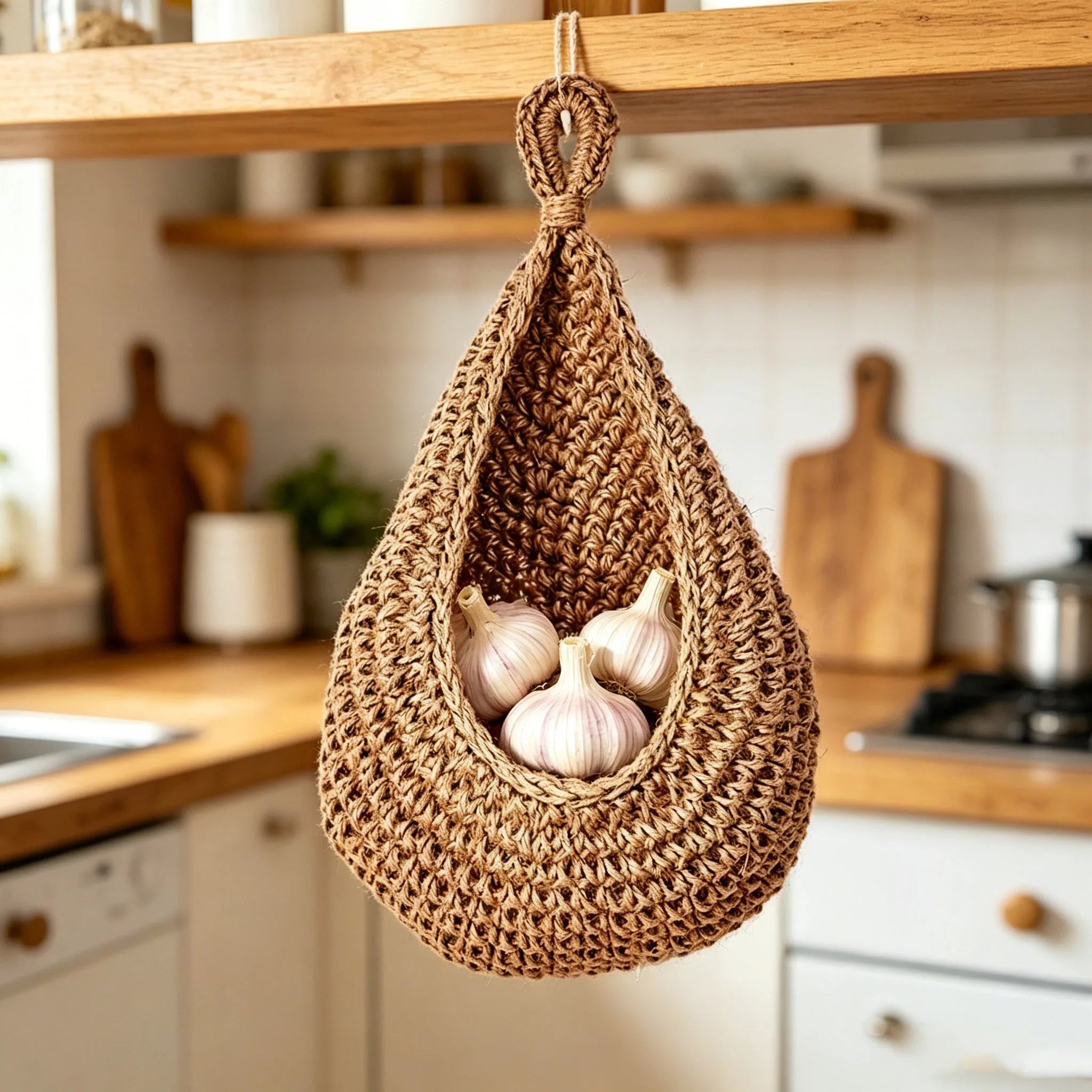 Handwoven Wicker Hanging Wall Fruit & Vegetable Basket for Kitchen