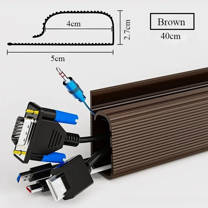 Under Desk Cable Management Tray – No-Drill PVC Cord Organizer, 40cm