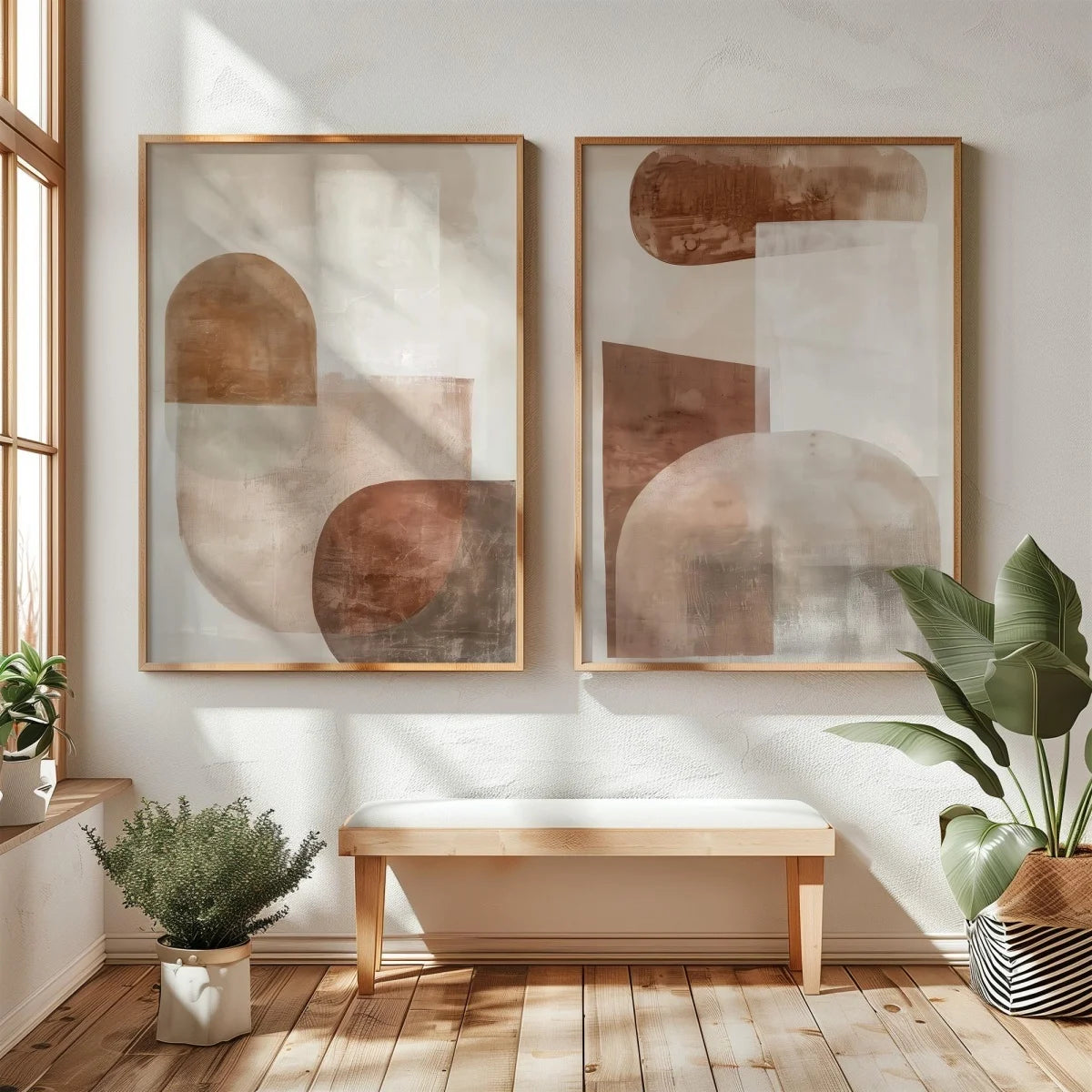 Japanese Wabi Sabi Mountains Abstract Canvas Print Set of 2