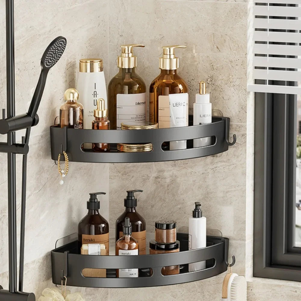 No-Drill Corner Shower Caddy Shelf | Adhesive Bathroom Storage Rack